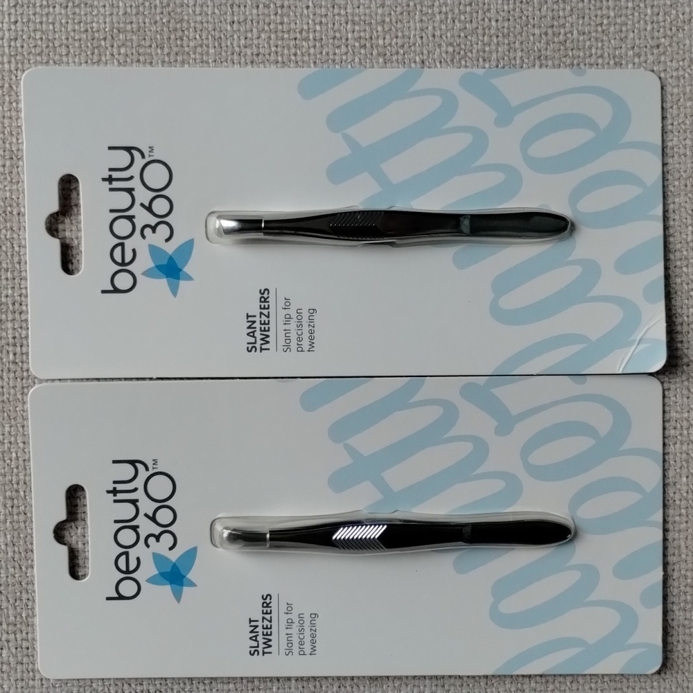 Beauty 360 Slant Tweezers Precision Tweezing 2 pack New Women